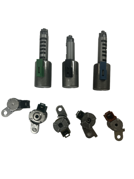 Solenoid Kit - AW55-50SN, AW55-51SN, AF33-5 8 Pcs kit 3 linear and 5 shift solenoids (SLU/SLS/SLT w/Bracket), 5.3 OHM Aisin Warner 00-12 Ind# K59925D OEM# VARIOUS
