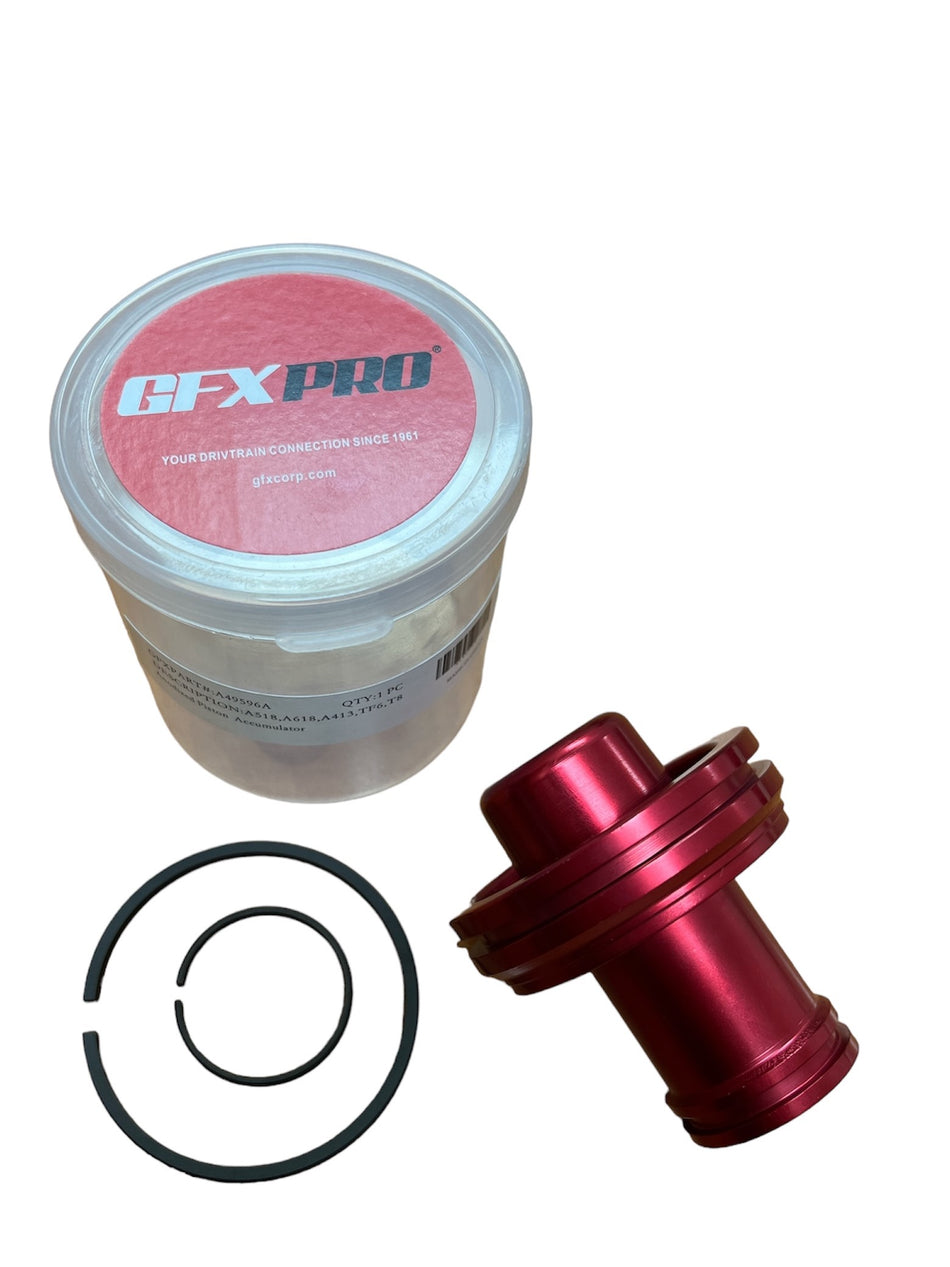 Hard Part - ANODIZED RED A518, A618, A413, TF6, T8 Piston Accumulator Chrysler 88-ON Ind# 22841 OEM# 3410908 WITH RINGS