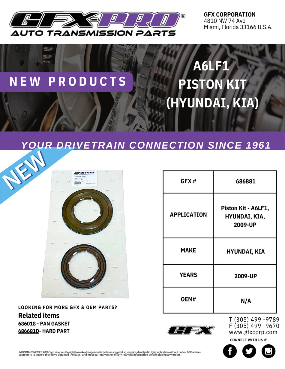 Piston Kit - A6LF1, HYUNDAI, KIA,  2009-UP